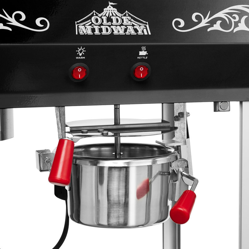 Olde Midway Black Metal Vintage-Style Tabletop Popcorn Machine