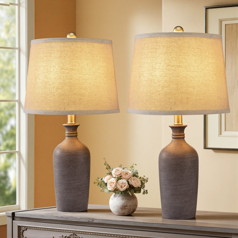 Ensemble de lampes de table en céramique de 23 po ChenJoss, convient aux chambres à coucher, aux salons, aux bureaux et aux bureaux (ensemble de 2)