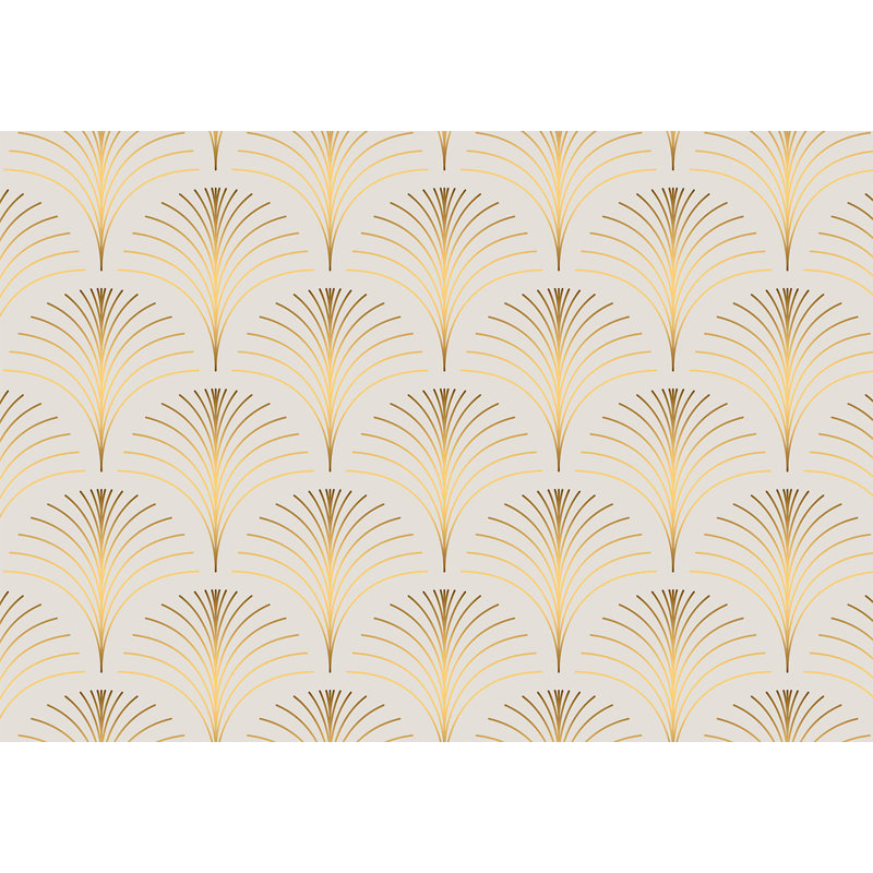 Papier peint abstrait - Motif linéaire doré, L 177 po x L 124 po