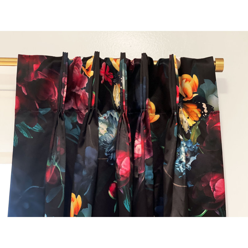 Cotton Blend Floral Room Darkening Curtain