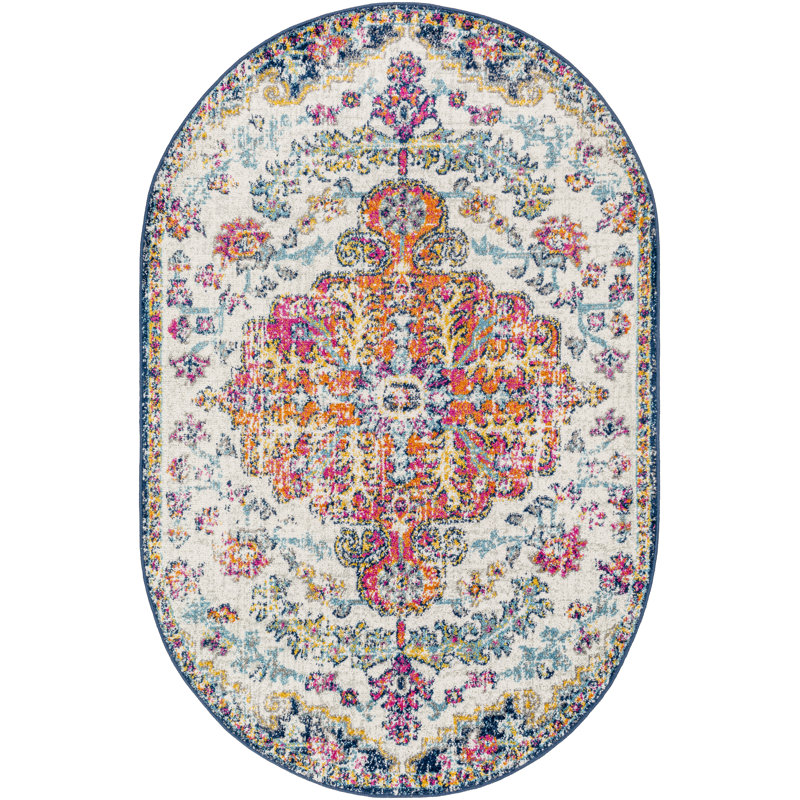 Tapis oriental bleu / orange Hillsby, Ovale 4 pi x 6 pi