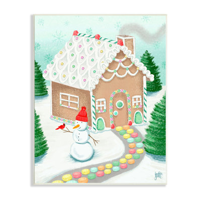 «Playful Gingerbread House Christmas Landscape» Happy Snowman