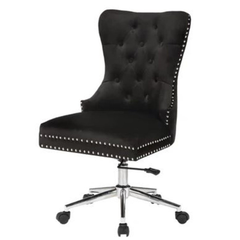 Engapnach Tuftet Velvet Office Chair, Black