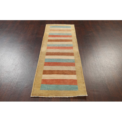 Striped Gabbeh  Oriental Runner Rug 3x7