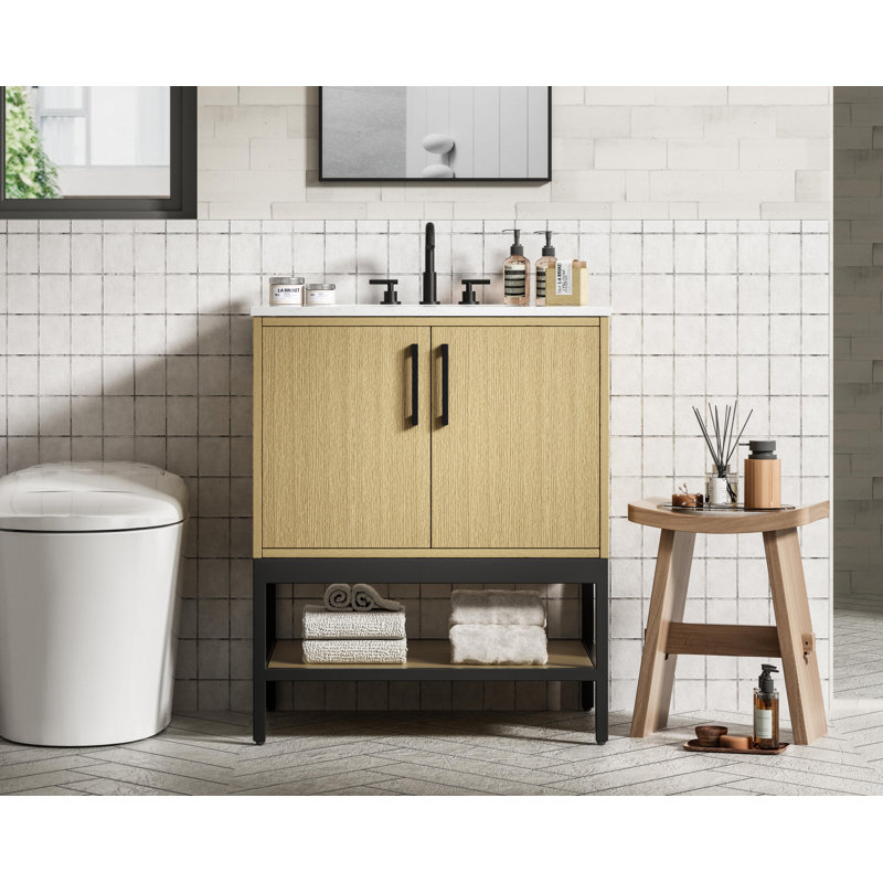 30 inch Single Bathroom Vanity, Honey Brown