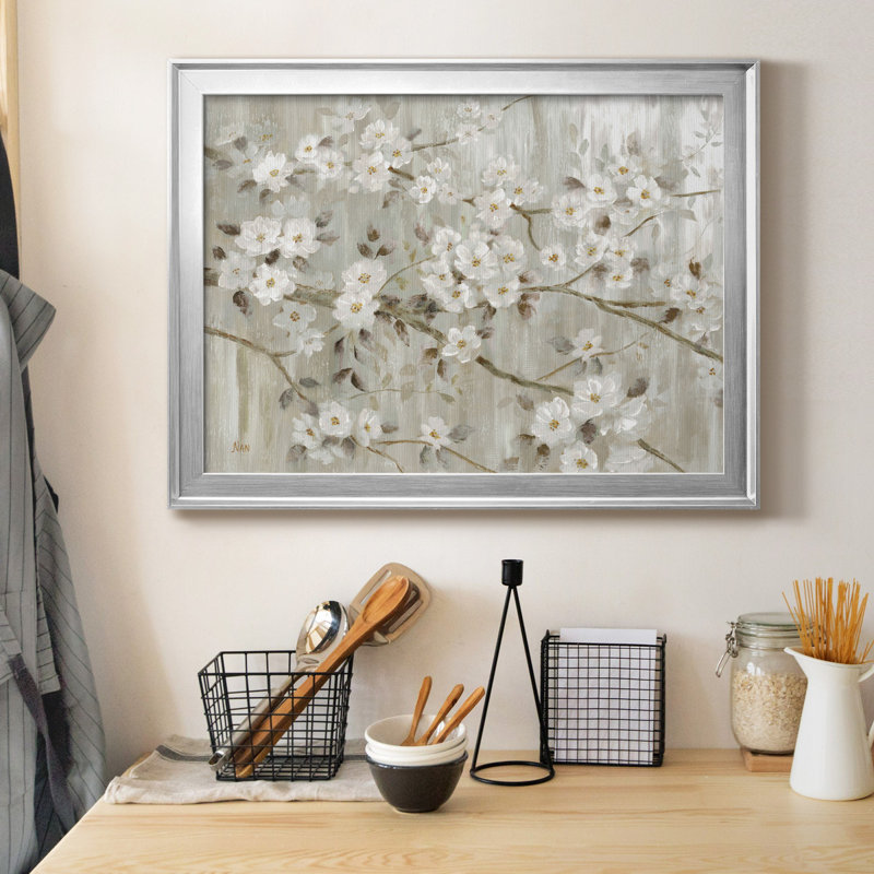 «Neutral Spring» - peinture encadrée, Silver Framed Canvas, H 22,5 po x l 30,5 po x P 1,5 po