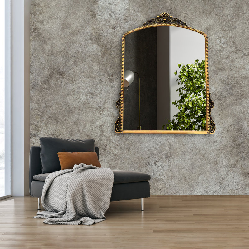 Deztiney Arched Wall Mirror, Gold, 41" x 35"