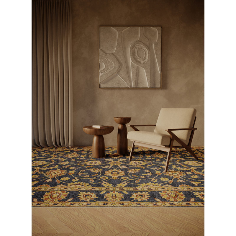 Fernie Hand Loomed Washable Oriental Indoor Rug, Square 5'
