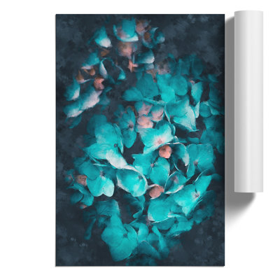 Teal Blue Hydrangeas - No Frame Print