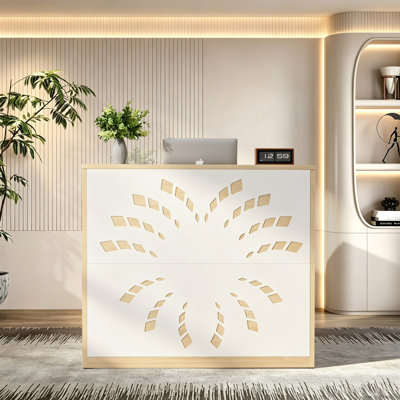 46.5" Modern Reception Desk with Storage, Retail Checkout Desk for Cashier Counter, Salon, Office And Customer Service Front Desk