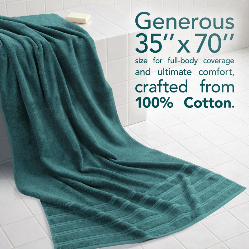 Grand drap de bain 100% coton 35 x 70 Darcelle, Bleu colonial