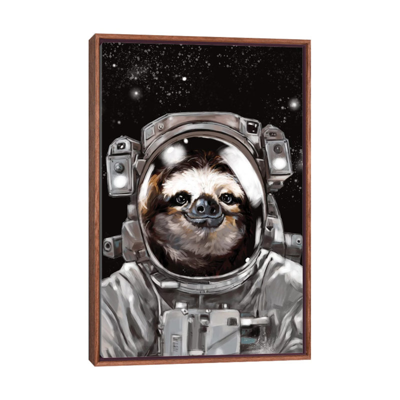 « astronaute sloth selfie », art, H 48 po x l 32 po x P 1,5 po, Toile avec cadre en bois classique