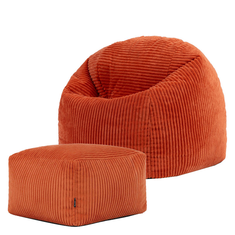 icon Kids Kingston Cord Classic Bean Bag and Mini Square Footstool, Terracotta, Terracotta