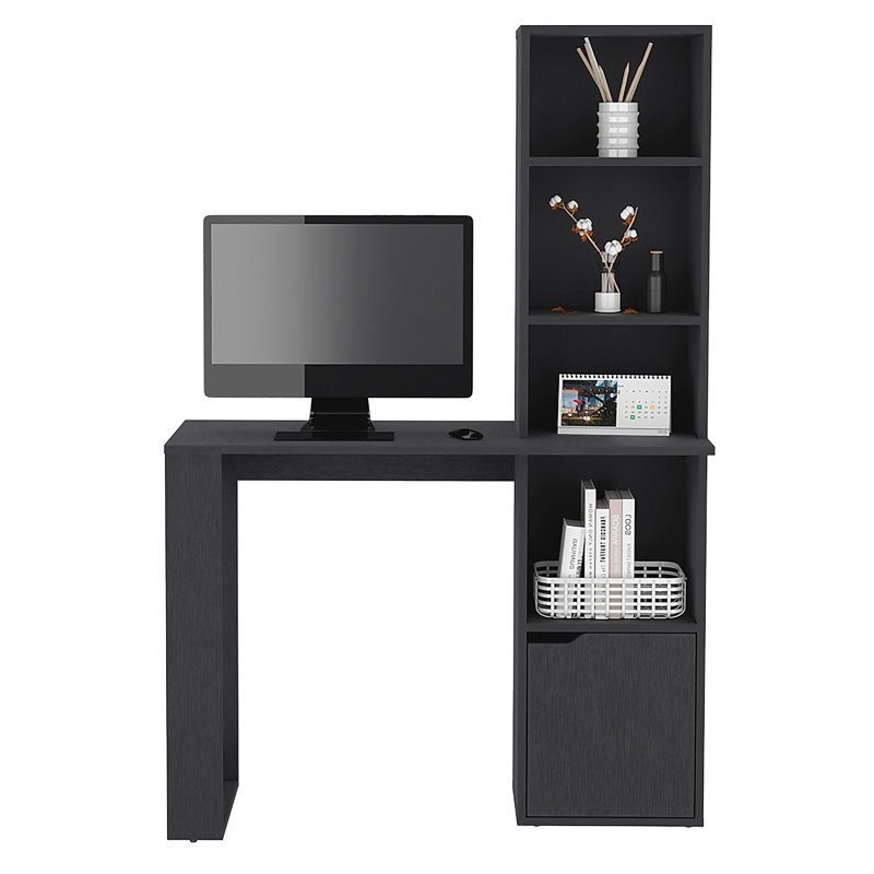 Bureau Aragon avec bibliothèque à quatre niveaux et armoire inférieure