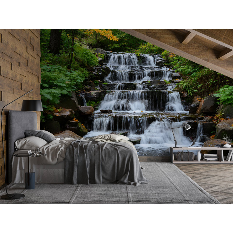 Murale cascade, forêt, scène naturelle pour décor de chambre à coucher, L 145 po x l 100 po, Premium Non-Woven