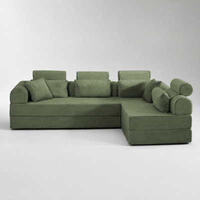 L-Shaped Modular Convertible Sectional Sofa, Space-Saving Couch with Soft Durable Fabric, Converts to Bed, High-Resilience Cushions, Ideal for Apartments, Living Rooms & Bedrooms