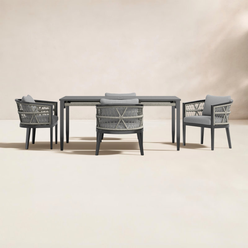 Elvina 4 - Person Patio Dining Set with Rectangular Table , Cushions Included