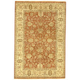 Hand Knotted Wool Oriental Area Rug in Rust And Ivory