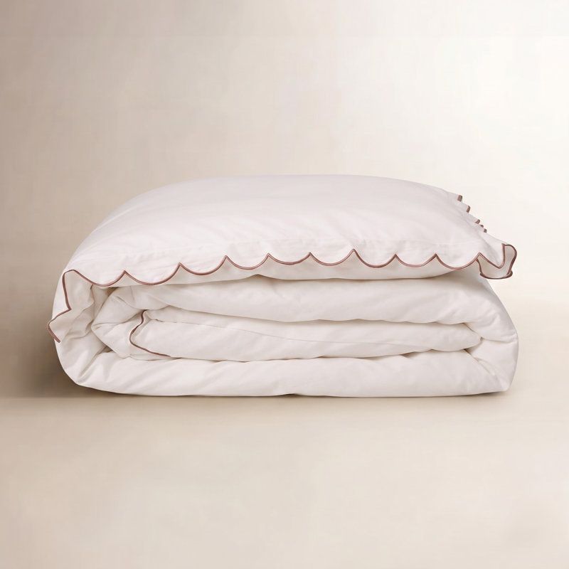 Kelly Linen Duvet Cover, Queen Duvet Cover, Cream/Terra Cotta