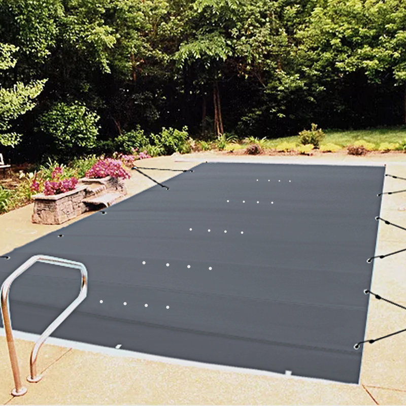 Pool Safety Cover Fits Rectangle Inground Pools, Black, 7" H x 23" W x 17" D