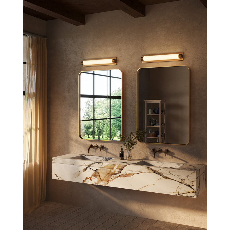 Charleston 24-in Black dimmable LED Bathroom Vanity Light, Antique Brass
