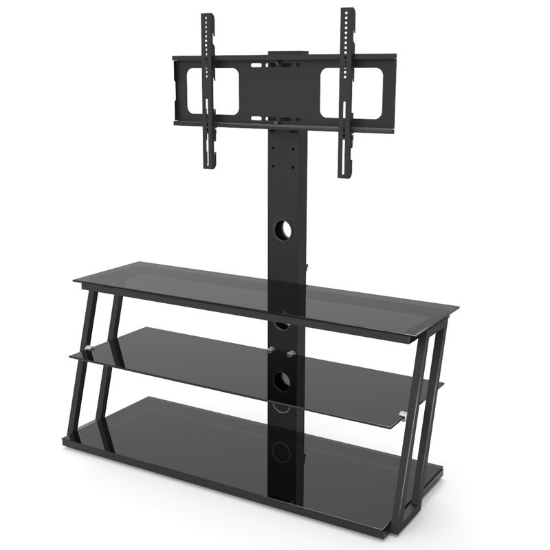 Tv Stand With Black Glass For 32 - 65 Inch Tvs And Enhanced Viewing Experience Adjustable Angles Optimal