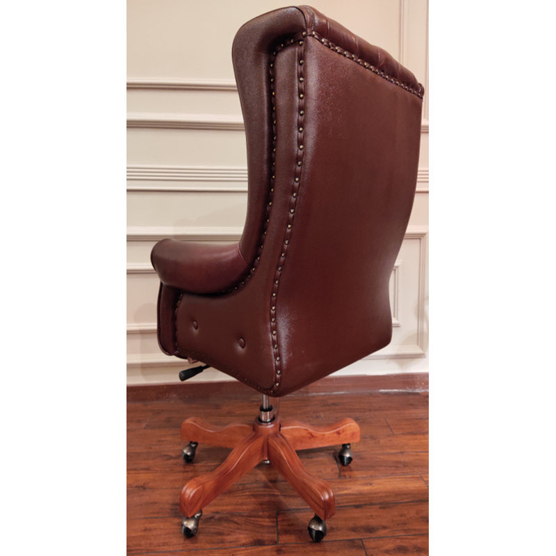 Genoa Leather Swivel Executive Chair, Burgundy