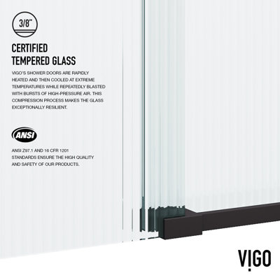 Porte de douche coulissante sans cadre avec verre cannelé 3/8 po l 56-60 po x H 74 po Elan