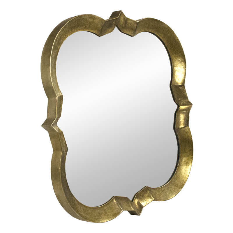 Elisha Large Square Distressed Gold Wooden Mirror