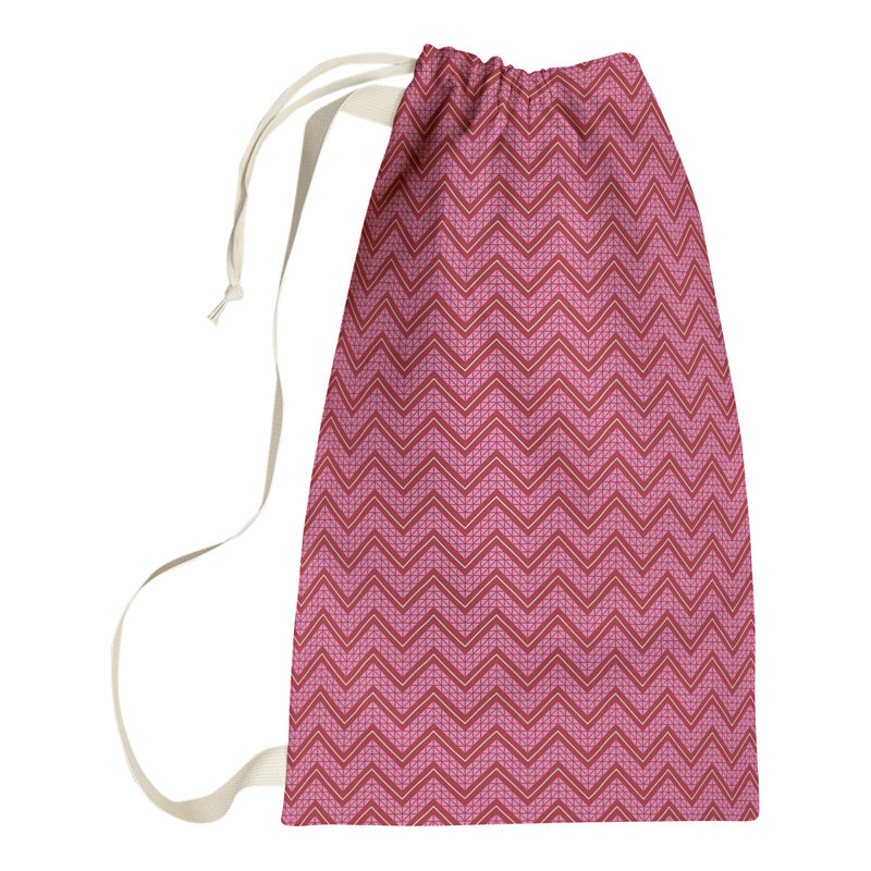 Fabric Laundry Bag with Handles, Medium (36" H x 28" W x 1" D), Red/Pink