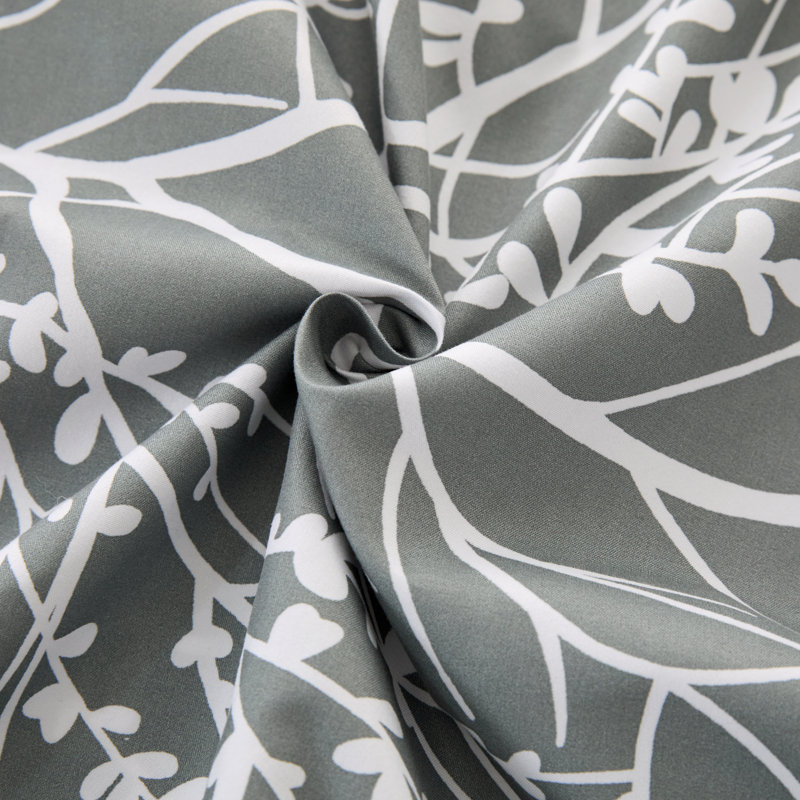 Microfiber Floral Sheet Set, Full Sheet Set + 1 Fitted Sheet + 2 Pillowcases, Gray