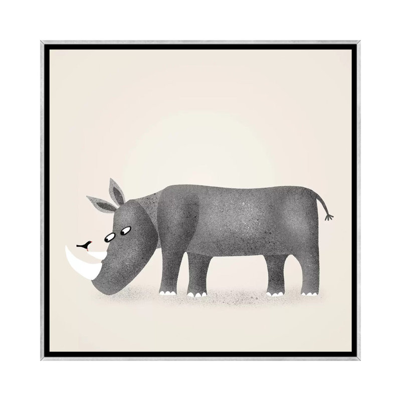 « Rhino » par Nic squirrell-impression, Toile avec cadre argenté, H 18 po x l 18 po x 1,5 po, Pas de tapis