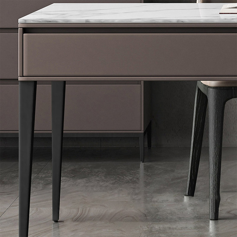 Bureau 62,99 po + pierre frittée rectangulaire noire + bois manufacturé + bureaux en acier au carbone