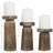 Mango Wood Handmade Minimalistic Bell Shaped Pillar Decorative  Candle Holder Set-1454927292