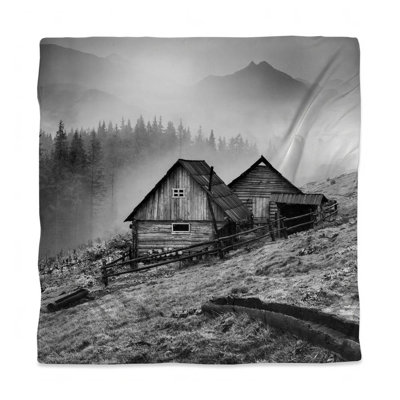 Minimalist Gray Queen Duvet Cover - Mountain Carpathian Design