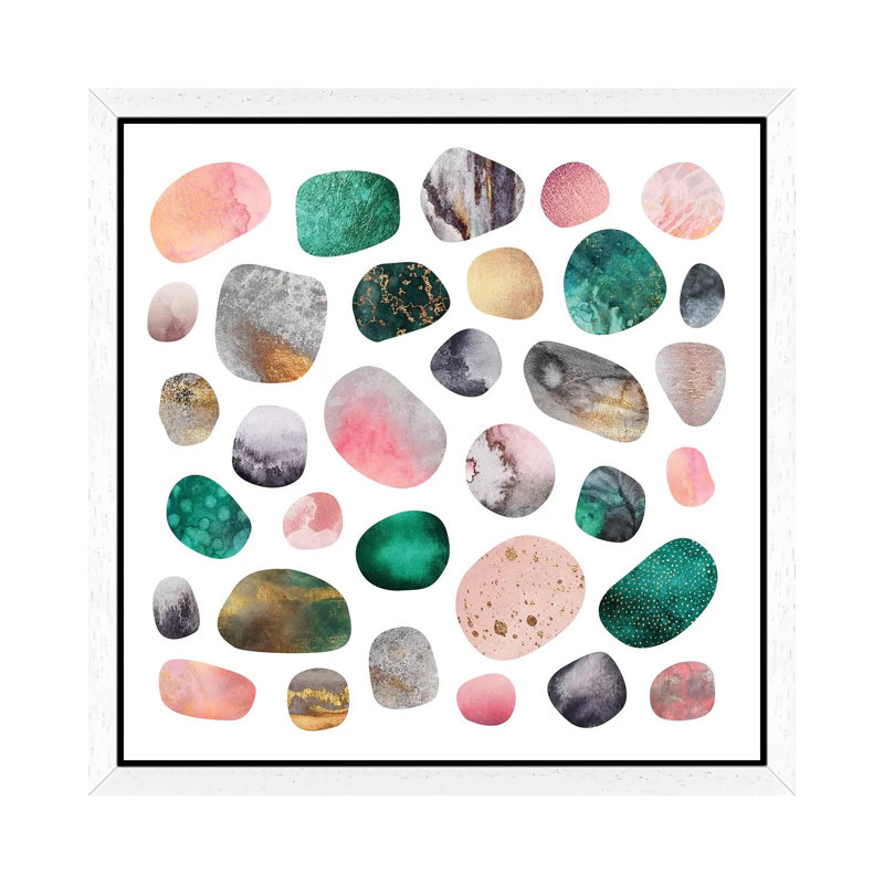 Pretty Pebbles by Elisabeth Fredriksson - Print on Canvas, White Floater Framed, 45.72 cm H x 45.72 cm W x 3.175 cm D