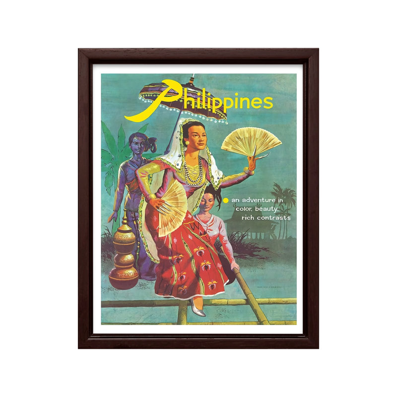 Danseur du sud des Philippines, Canevas, H 18 po x l 24 po, Encadrement brun