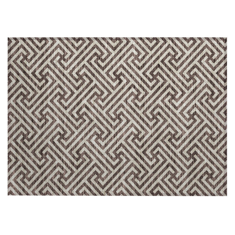 Washable Geometric Indoor / Outdoor Rug, Rectangle 1'8" x 2'6"
