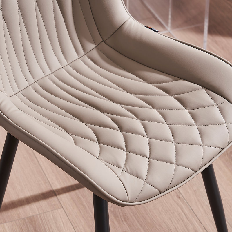 Modern Dining Chairs Faux Leather Upholstered Kitchen Chairs Side Chair With Metal Legs, Khaki