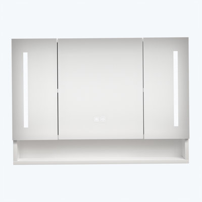 Miroir de salle de bain mural encadré Lashaun l 39,37 po x H 5,12 po