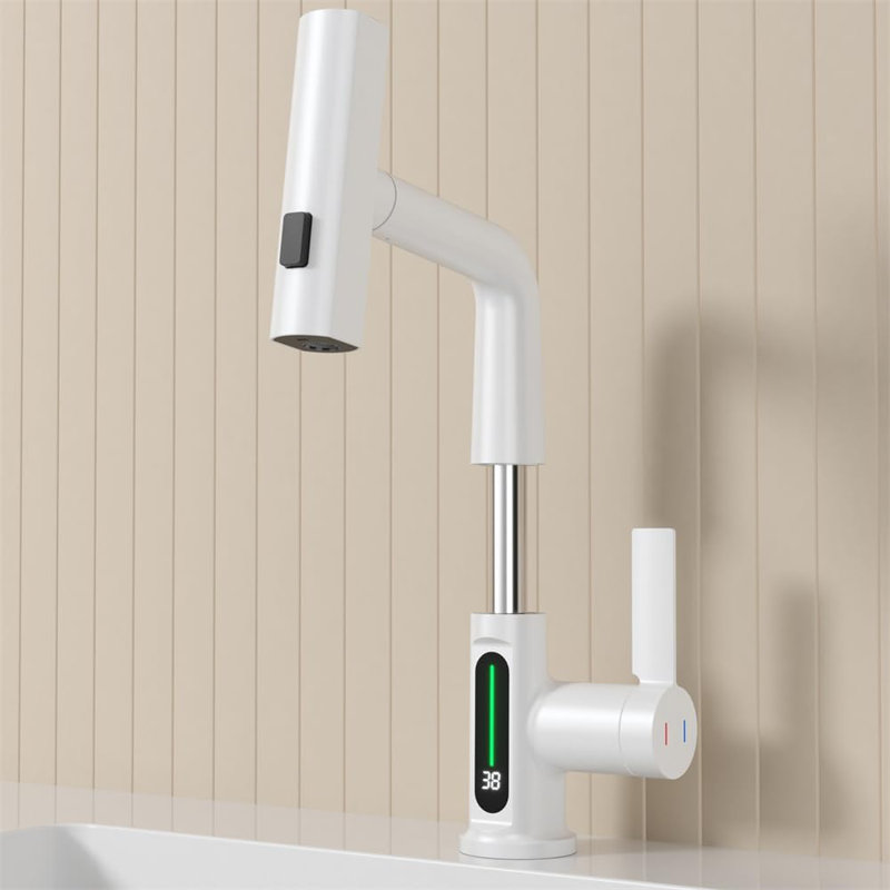 Single-Hole Single-handle Bathroom Faucet, White