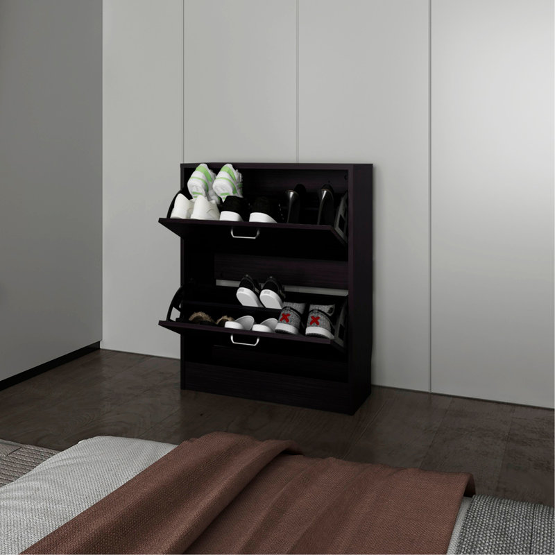 Ozzy Shoe Cabinet, 2 Tilt-Out Doors, Slim Design, Internal Supports, Modern Style, Wenge, Wenge