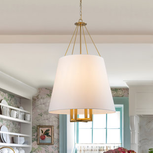 4 - Light 22” Cone Pendant With Fabric Shade