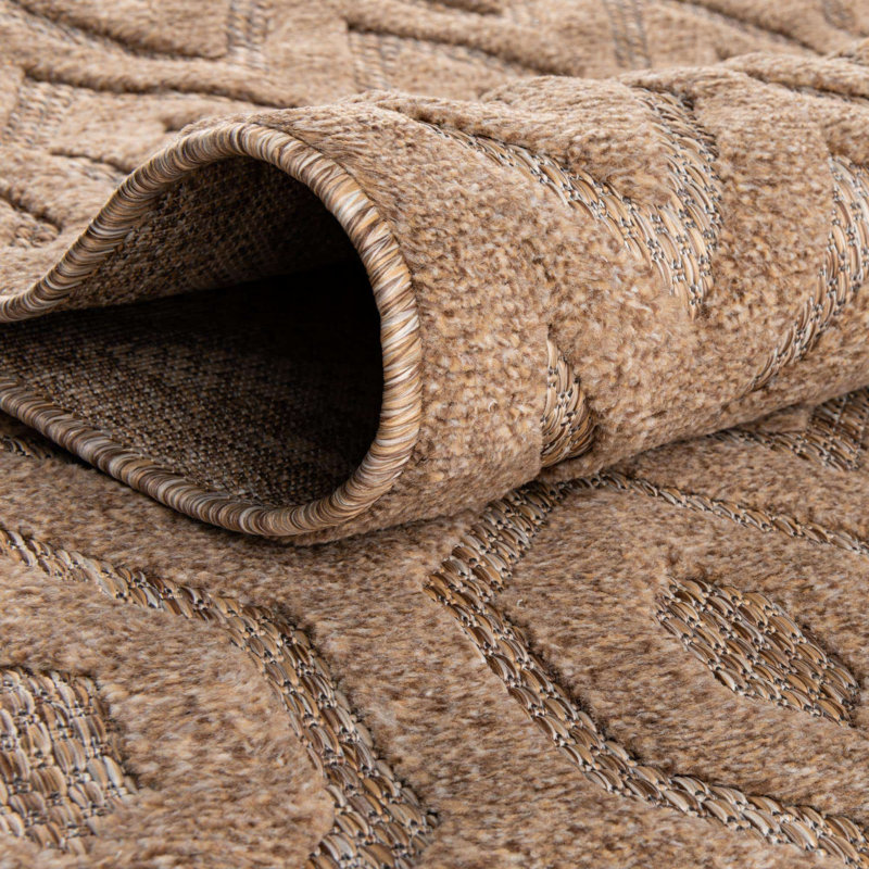 Tapis intérieur / extérieur beige Heberling, Rond 7 pi