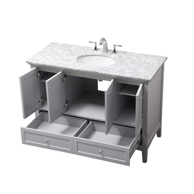 48'' Single Bathroom Vanity with Marble Top, Gray