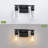 13.56 in. 2-Light Matte Black Dimmable Bathroom Vanity Light with Clear Glass Shades for Small Spaces-59132989-59132966