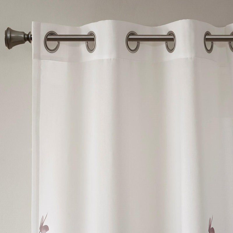 Burnout Printed Curtain Panel(Only 1 Pc Panel), White/Brown, 50" W x 95" L