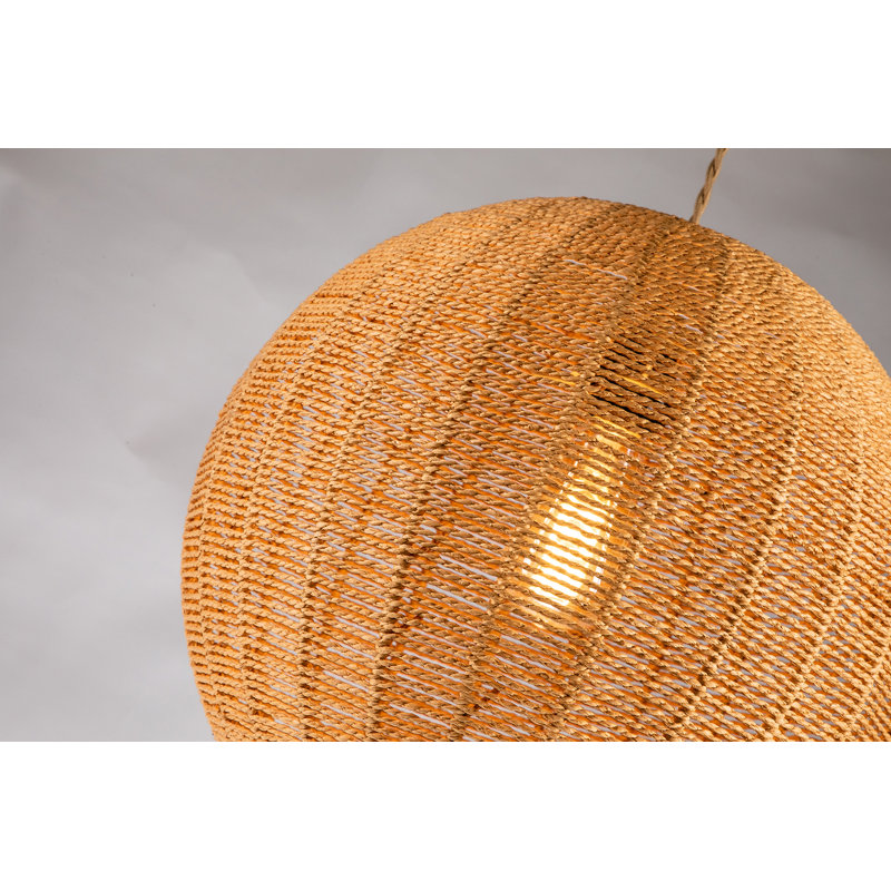 1-Light Woven Rattan Globe Pendant