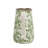 8.1x5.7x9.1" White Ceramic Pitcher Vase with Green Floral Pattern