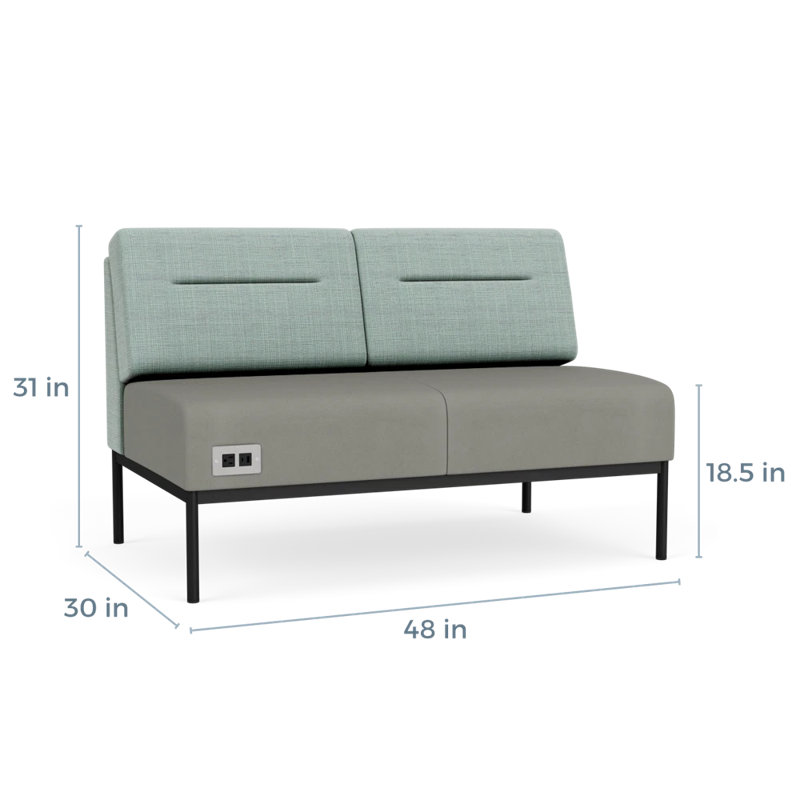 Causeuse Darsey, Avec alimentation, Noir, Chambray écume de mer; Patriot Plus colombe